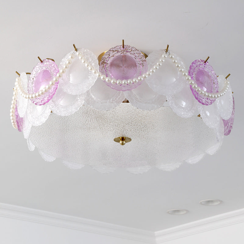 Contemporary Pearl Glass 5/8-Light Ceiling Light