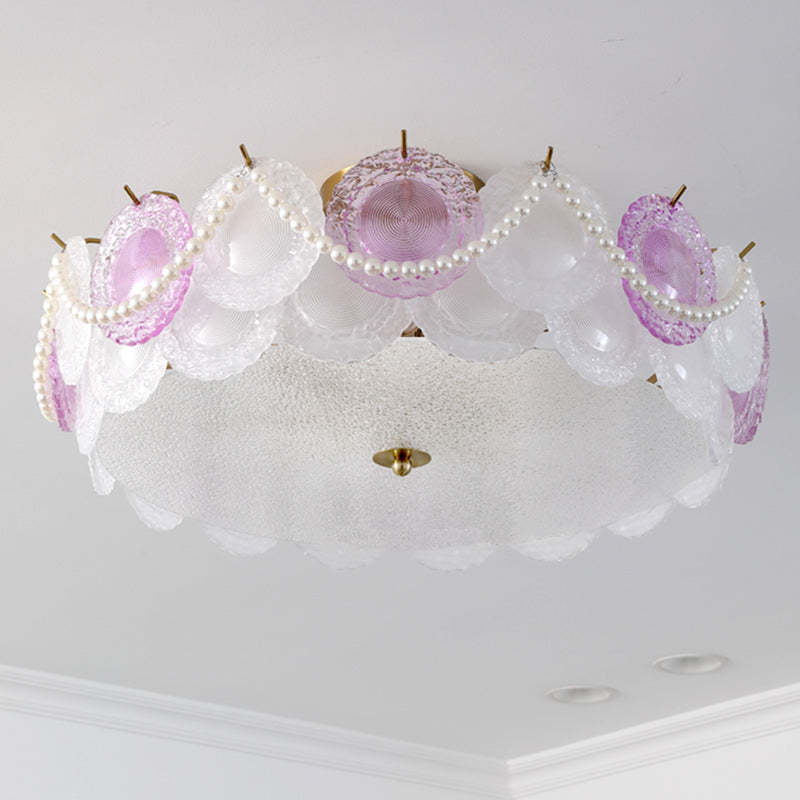 Contemporary Pearl Glass 5/8-Light Ceiling Light
