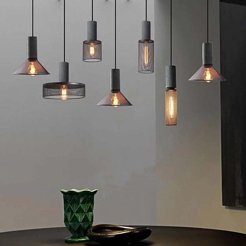 Industrial Cylinder Dome Cement Iron Pendant Light