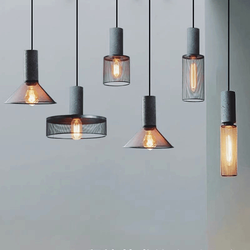 Industrial Cylinder Dome Cement Iron Pendant Light