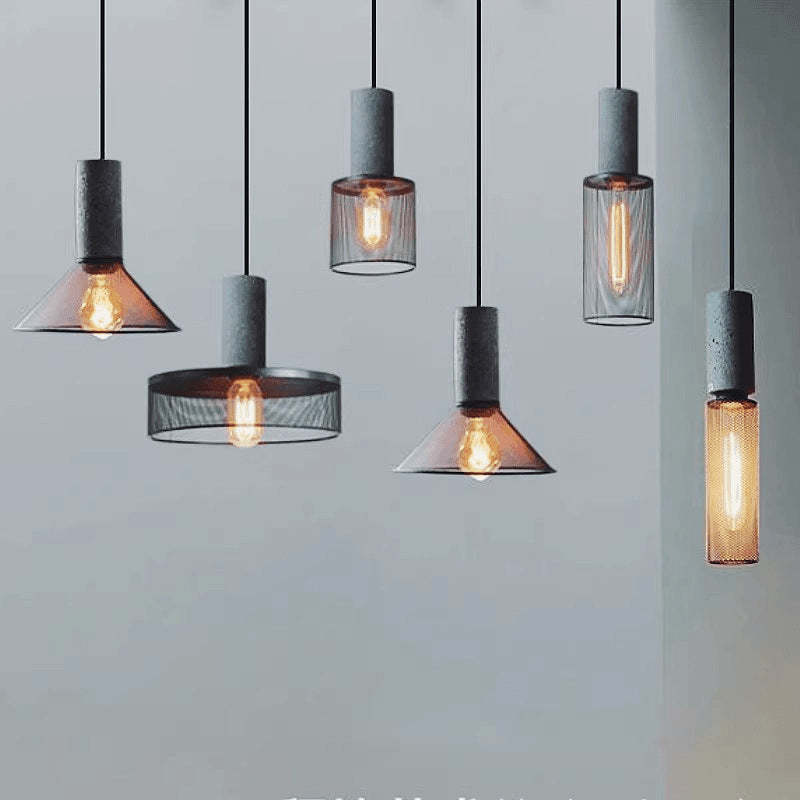 Industrial Cylinder Dome Cement Iron Pendant Light