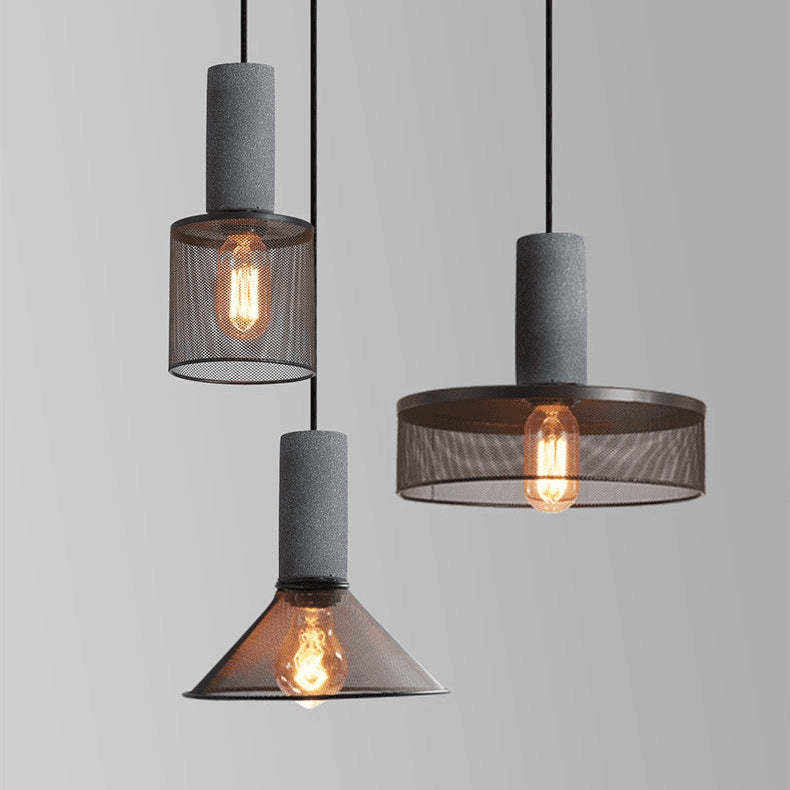 Industrial Cylinder Dome Cement Iron Pendant Light
