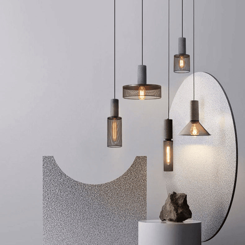 Industrial Cylinder Dome Cement Iron Pendant Light
