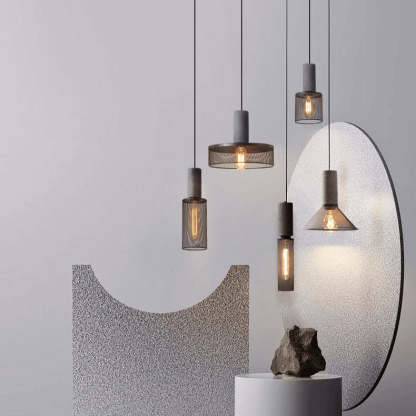Industrial Cylinder Dome Cement Iron Pendant Light