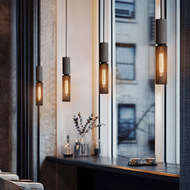 Industrial Cylinder Dome Cement Iron Pendant Light