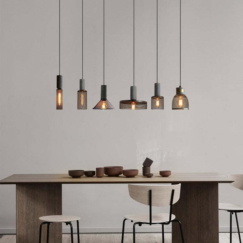 Industrial Cylinder Dome Cement Iron Pendant Light