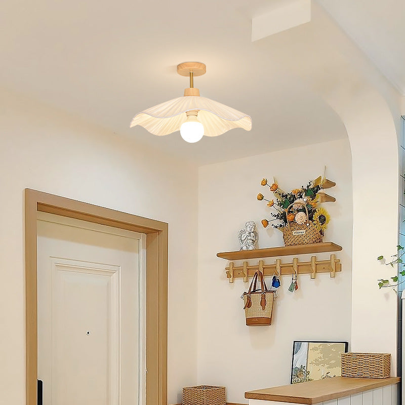 Minimalist Flower Wooden Fabric Ceiling Light