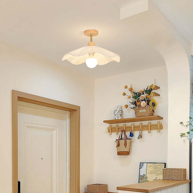 Minimalist Flower Wooden Fabric Ceiling Light