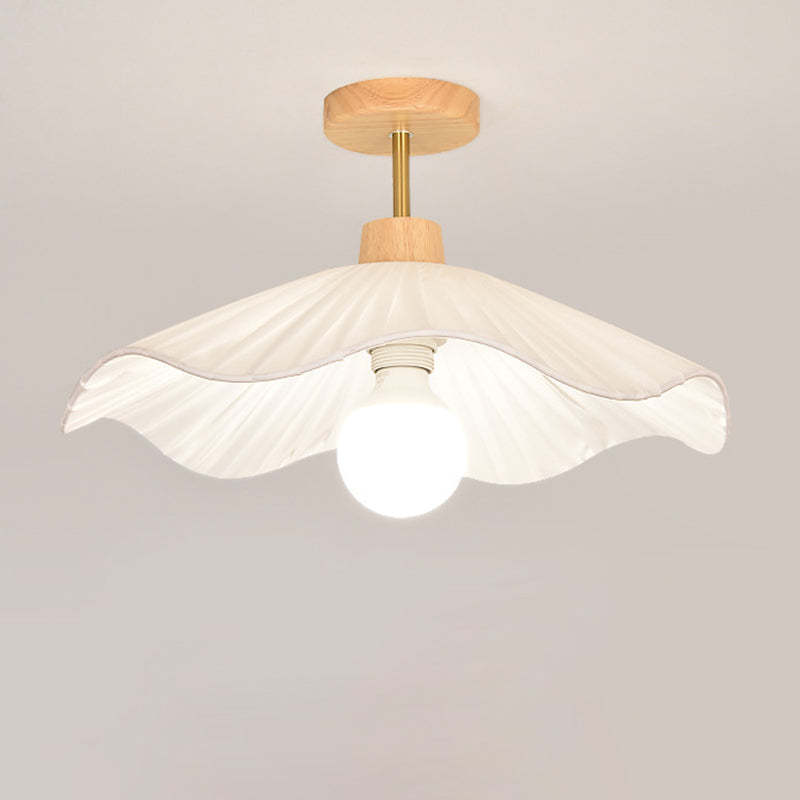 Minimalist Flower Wooden Fabric Ceiling Light