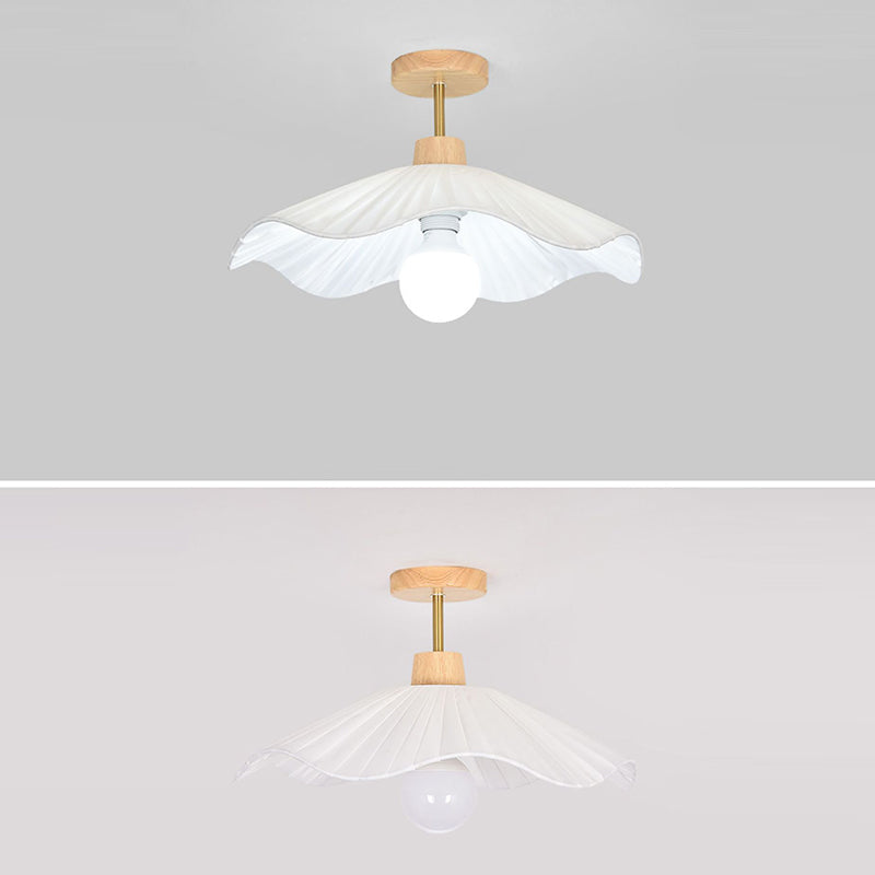 Minimalist Flower Wooden Fabric Ceiling Light
