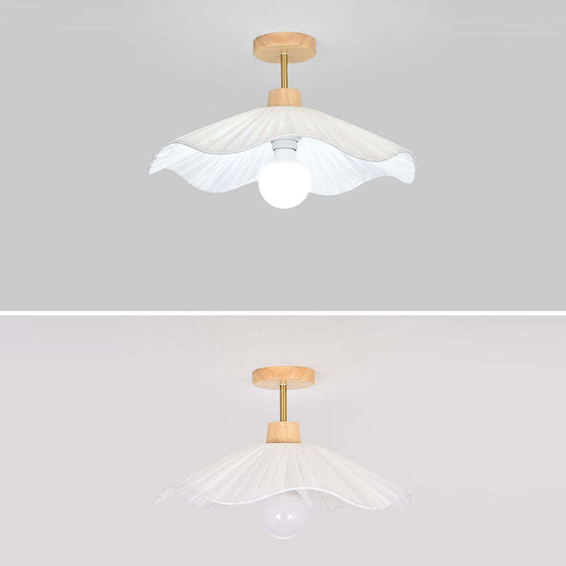Minimalist Flower Wooden Fabric Ceiling Light