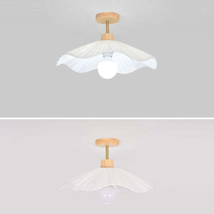 Minimalist Flower Wooden Fabric Ceiling Light
