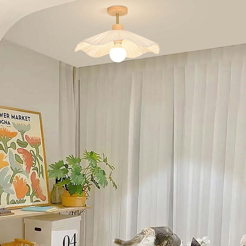 Minimalist Flower Wooden Fabric Ceiling Light