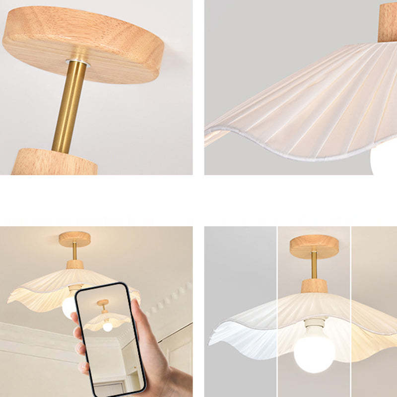 Minimalist Flower Wooden Fabric Ceiling Light