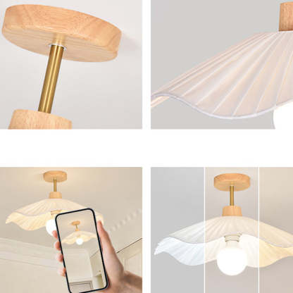 Minimalist Flower Wooden Fabric Ceiling Light