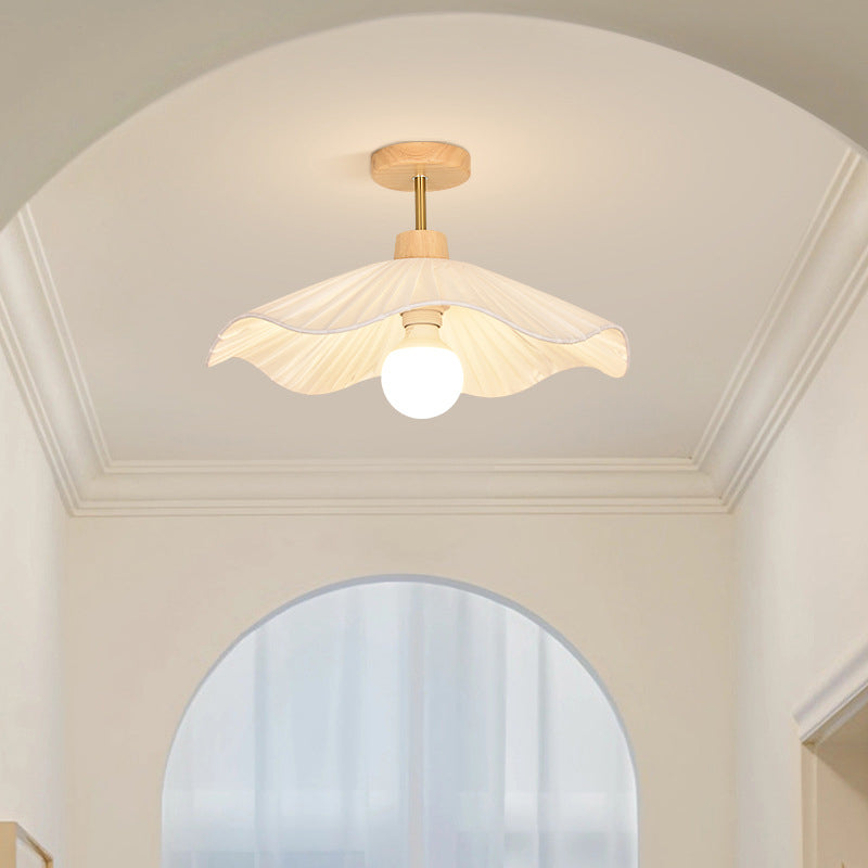 Minimalist Flower Wooden Fabric Ceiling Light