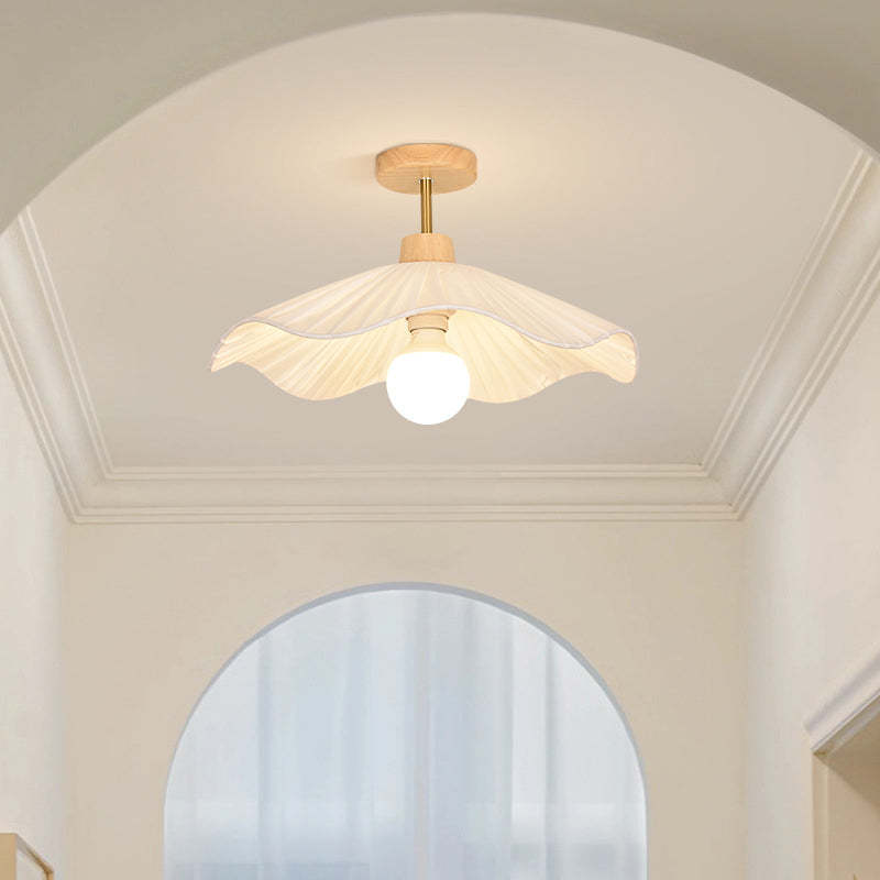 Minimalist Flower Wooden Fabric Ceiling Light