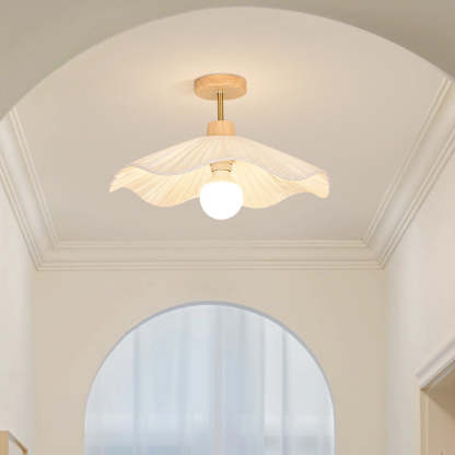 Minimalist Flower Wooden Fabric Ceiling Light