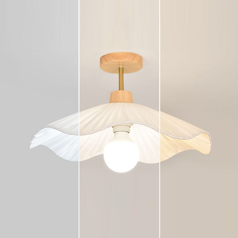 Minimalist Flower Wooden Fabric Ceiling Light