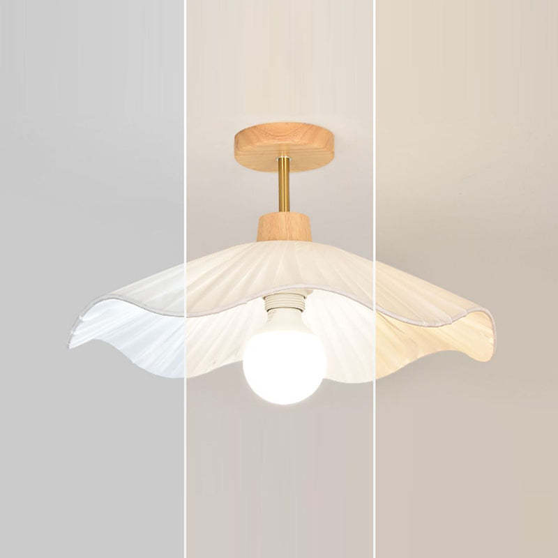 Minimalist Flower Wooden Fabric Ceiling Light