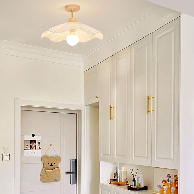 Minimalist Flower Wooden Fabric Ceiling Light