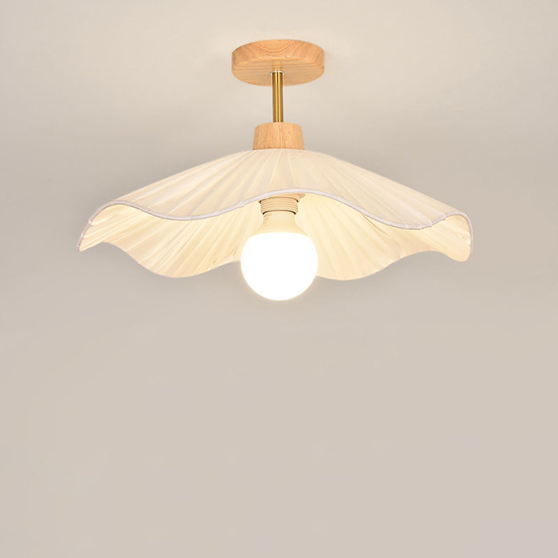 Minimalist Flower Wooden Fabric Ceiling Light