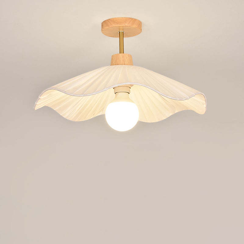 Minimalist Flower Wooden Fabric Ceiling Light