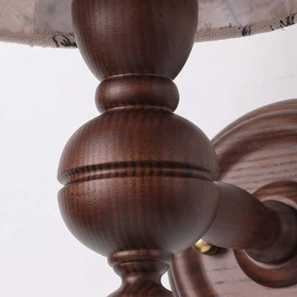 French Trapezoidal Orb Wood Iron Fabric Wall Sconce — F / 110V-120V For US/CA