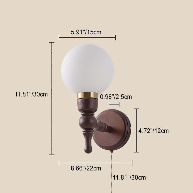French Trapezoidal Orb Wood Iron Fabric Wall Sconce — D / 220V-240V For UK/AU