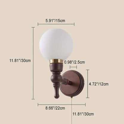 French Trapezoidal Orb Wood Iron Fabric Wall Sconce — D / 220V-240V For UK/AU