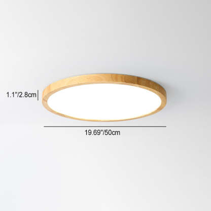 Round Solid Wood Frame Acrylic LED Flush Ceiling Light