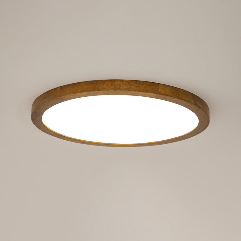Round Solid Wood Frame Acrylic LED Flush Ceiling Light