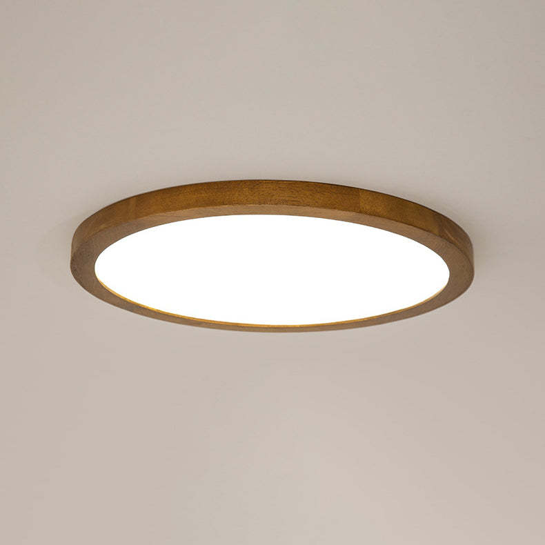 Round Solid Wood Frame Acrylic LED Flush Ceiling Light