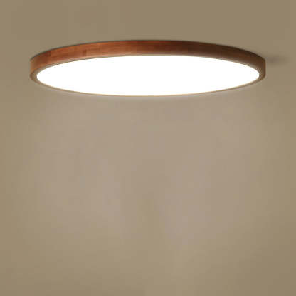 Round Solid Wood Frame Acrylic LED Flush Ceiling Light