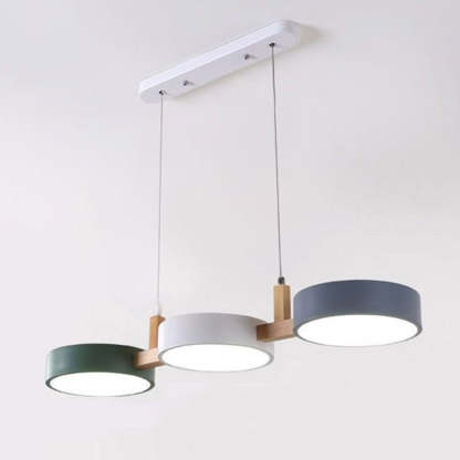 Nordic Round Metal Wood Acrylic LED Island Chandelier