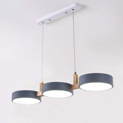 Nordic Round Metal Wood Acrylic LED Island Chandelier