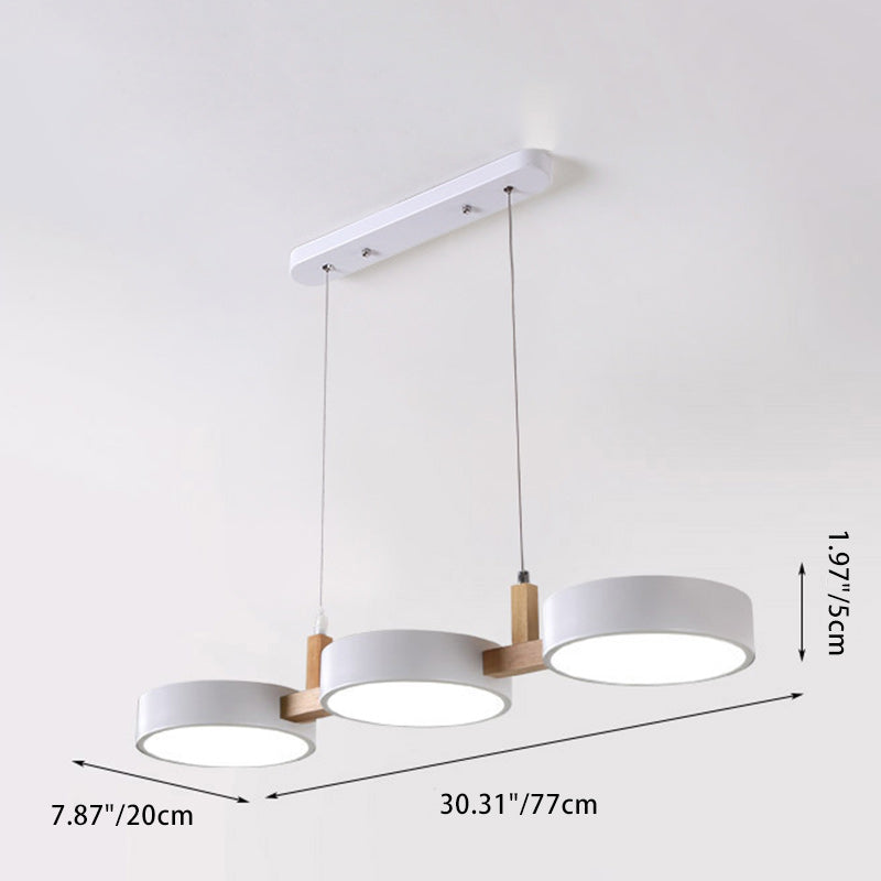 Nordic Round Metal Wood Acrylic LED Island Chandelier