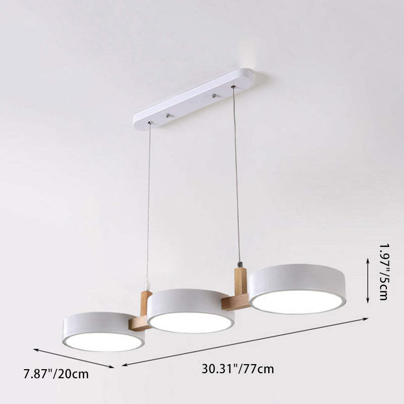 Nordic Round Metal Wood Acrylic LED Island Chandelier