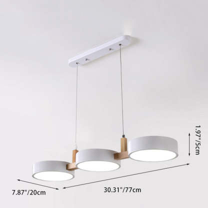 Nordic Round Metal Wood Acrylic LED Island Chandelier
