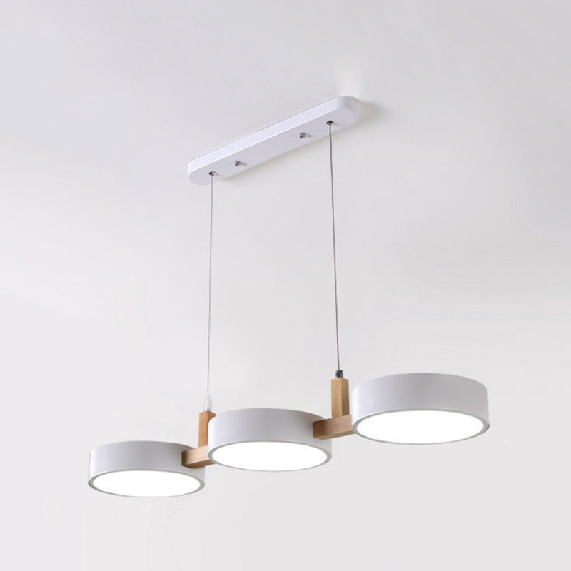 Nordic Round Metal Wood Acrylic LED Island Chandelier