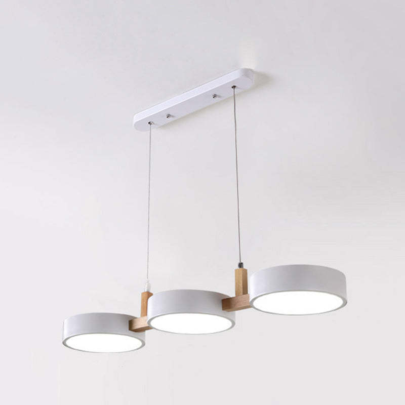 Nordic Round Metal Wood Acrylic LED Island Chandelier