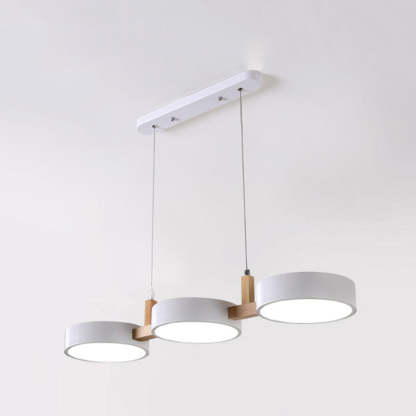 Nordic Round Metal Wood Acrylic LED Island Chandelier