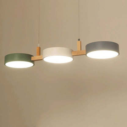 Nordic Round Metal Wood Acrylic LED Island Chandelier