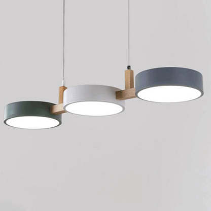 Nordic Round Metal Wood Acrylic LED Island Chandelier