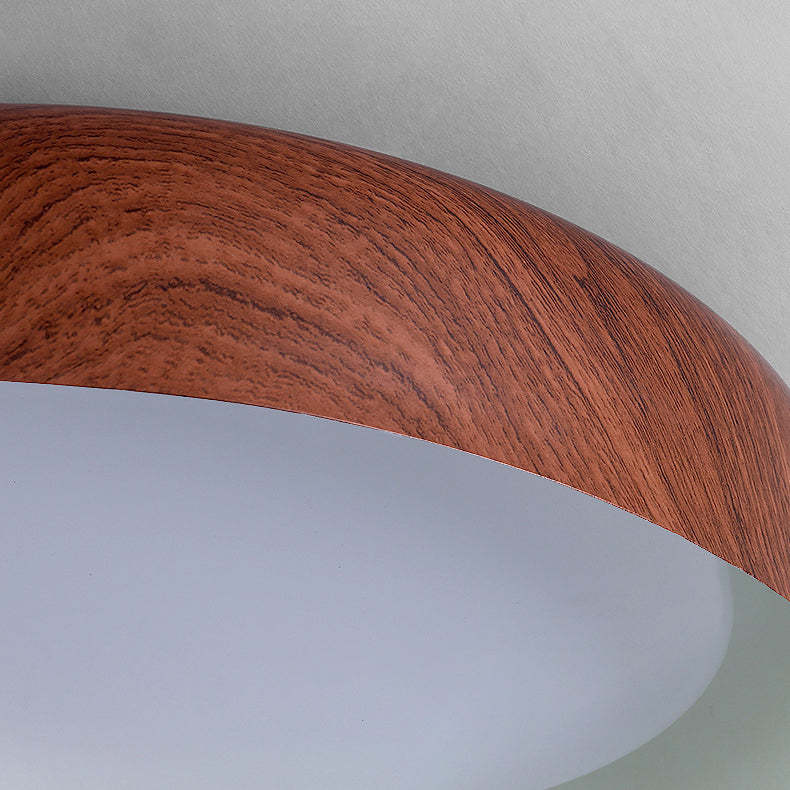 Nordic Round Wood Grain Iron LED Flush Mount Light