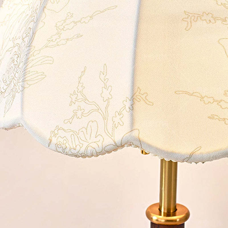 French Dome Cylinder Wood Fabric Table Lamp