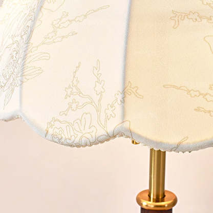 French Dome Cylinder Wood Fabric Table Lamp