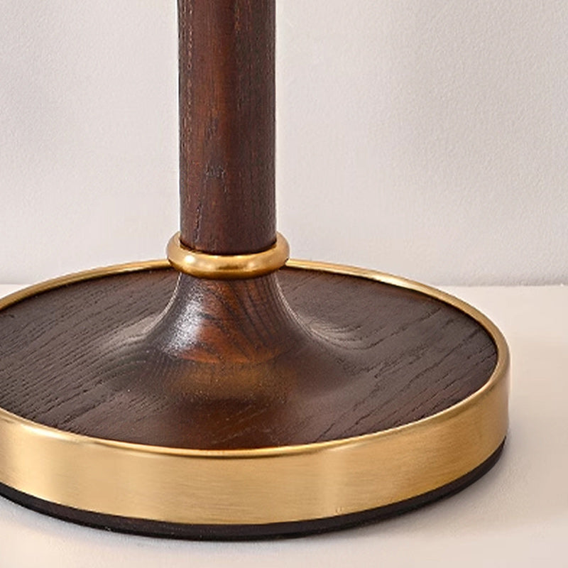 French Dome Cylinder Wood Fabric Table Lamp