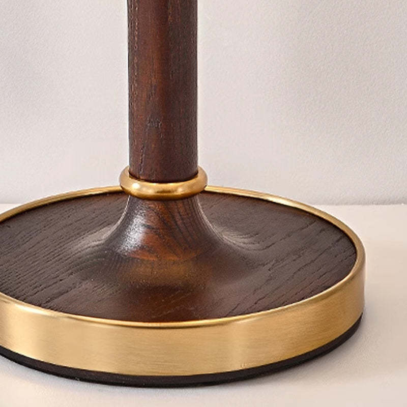French Dome Cylinder Wood Fabric Table Lamp