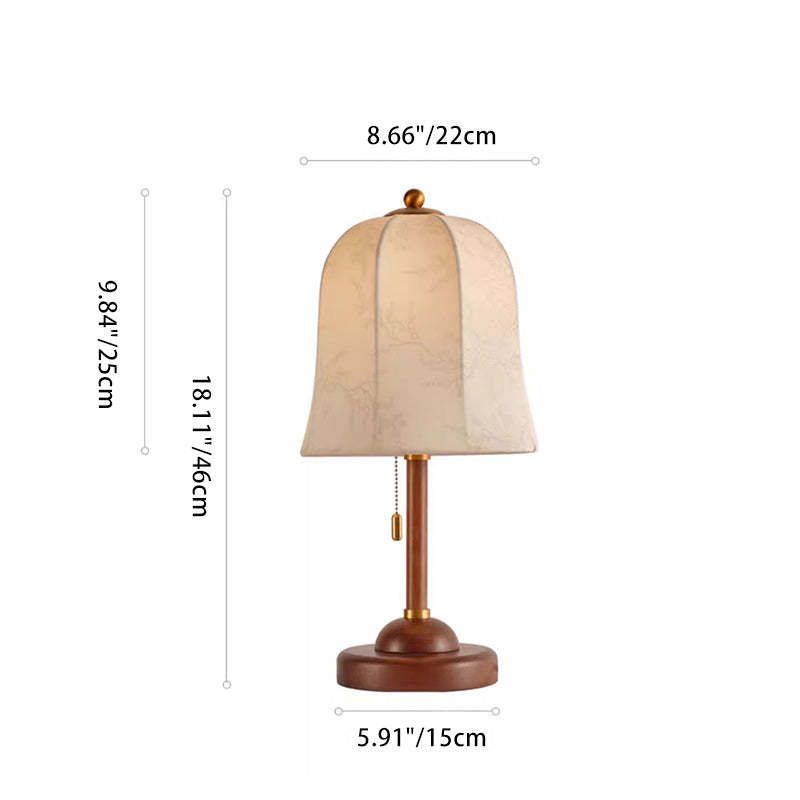 French Dome Solid Wood Floral Fabric Lamp